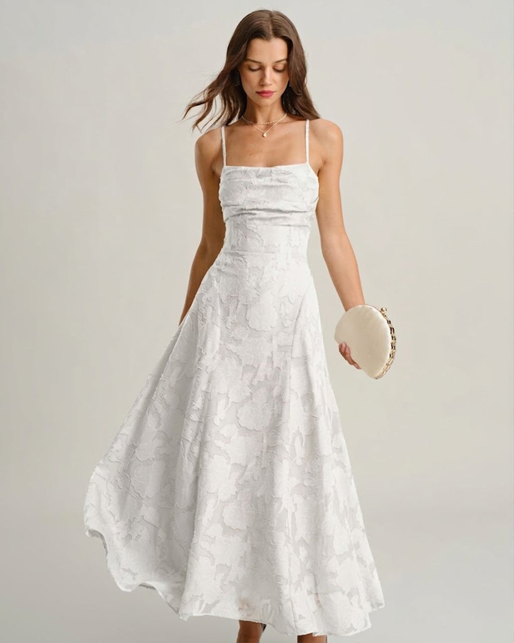 White X Cross Jacquard Slip Maxi Dress