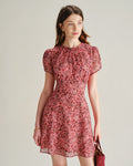 Pink Floral Ruffle Chiffon Mini Dress