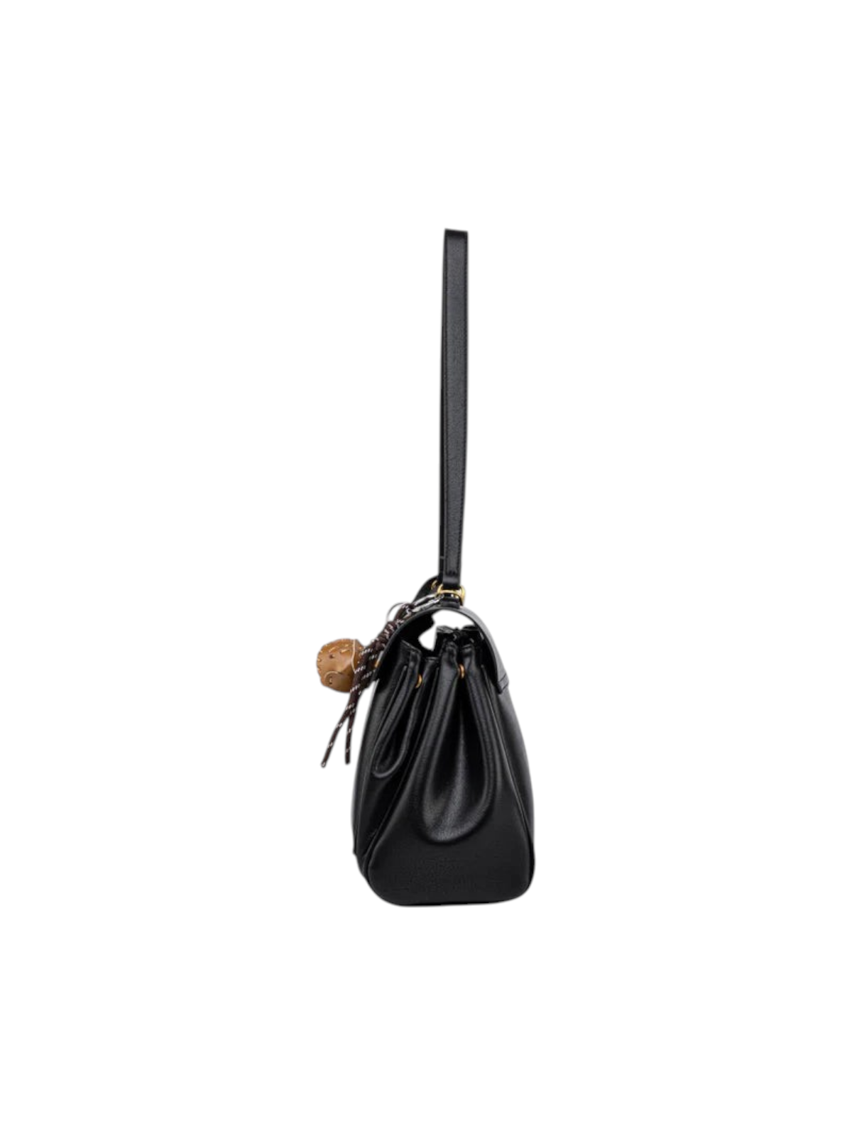 zevrion black XL laptop tote bag with side view, adjustable strap, and decorative charm for professional or casual use