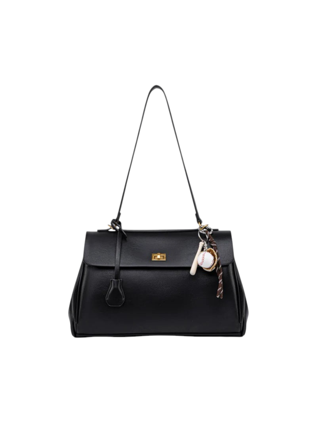 Bolso tote XL de Zevrion en cuero negro para portátil con herrajes dorados