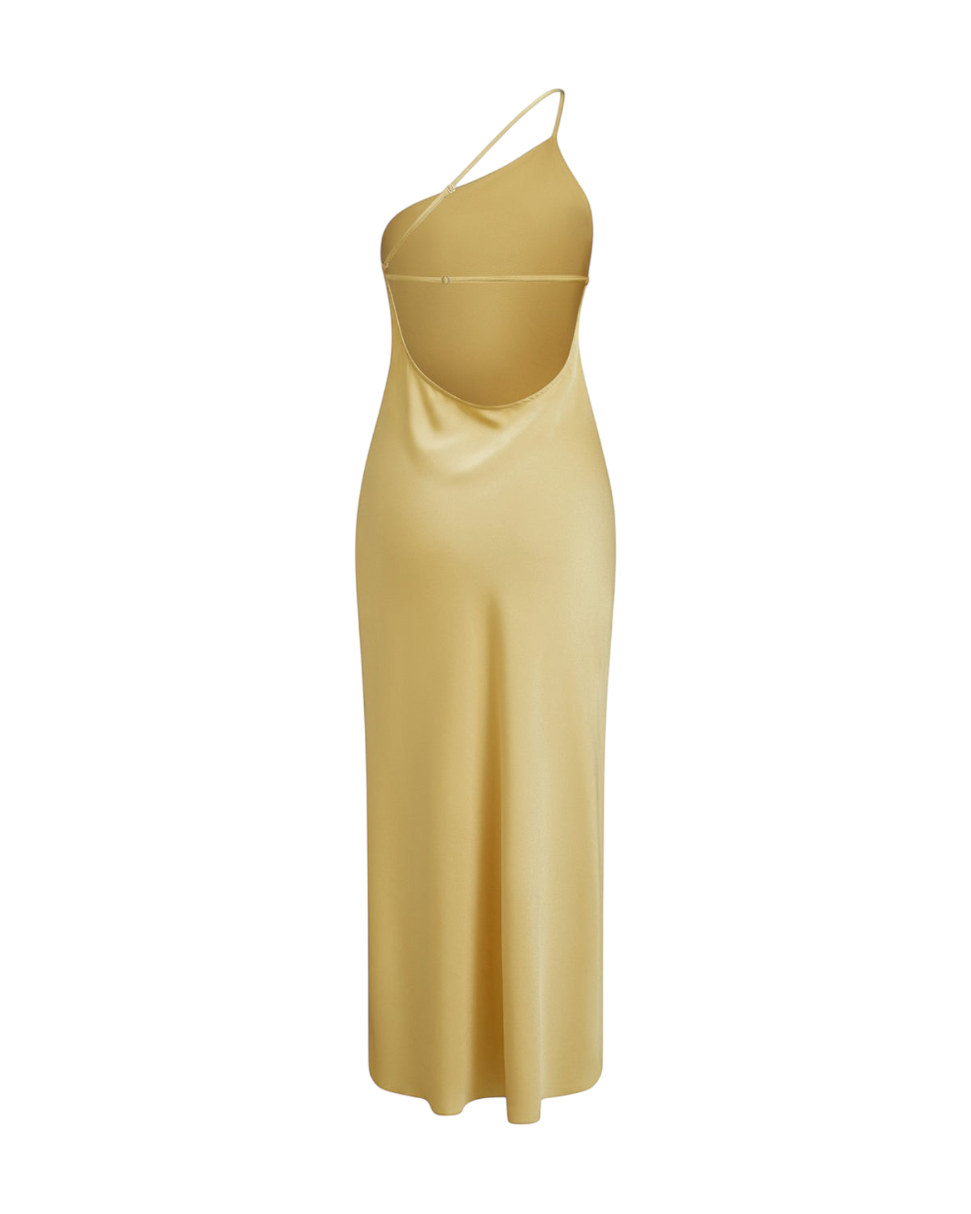 zevrion gold satin maxi dress with an open back and thin straps, perfect for formal weddings and evening parties.