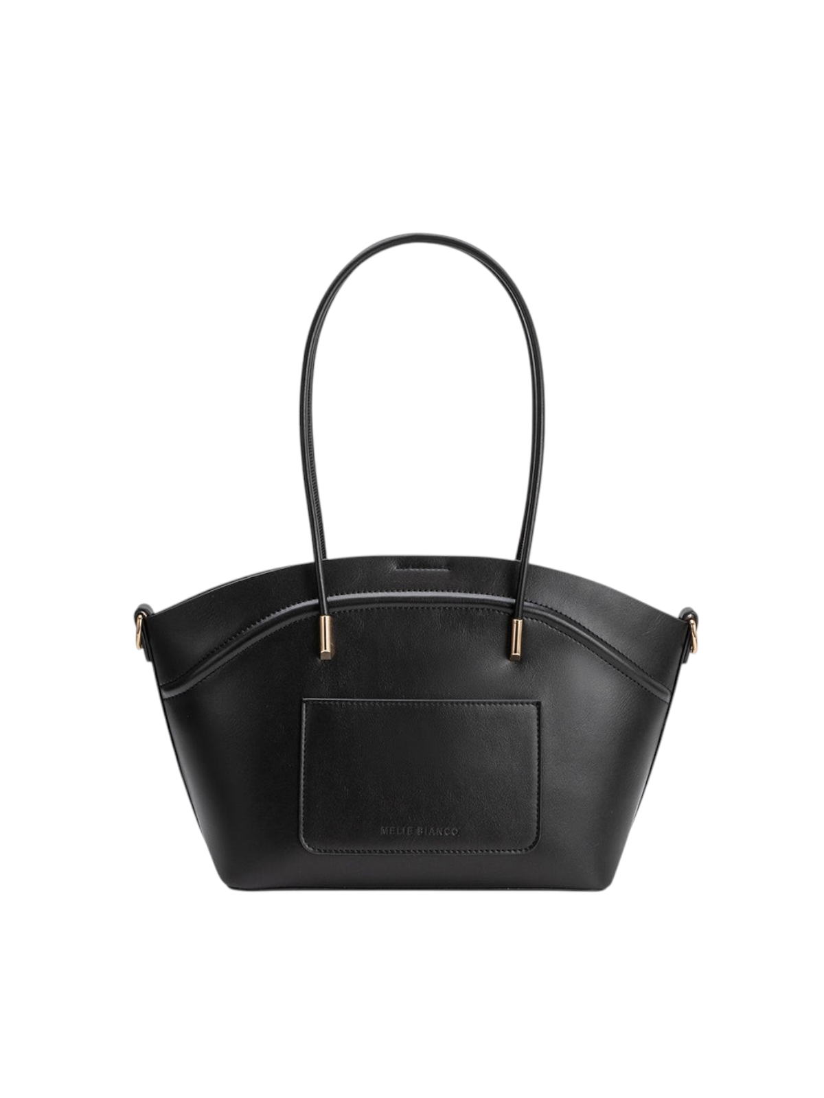 zevrion Hazel black recycled vegan leather tote bag with double handles and gold-tone hardware details