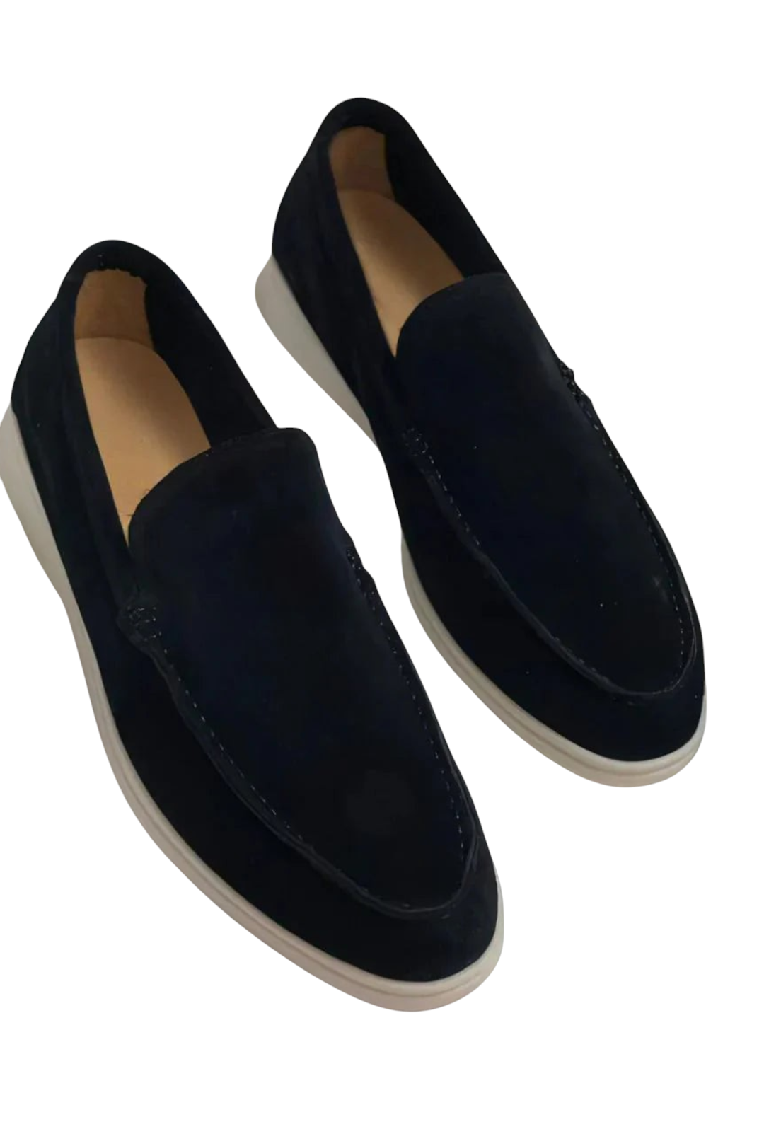 Mocasines JAMES de Zevrion en ante azul marino con suela blanca, estilo casual sofisticado