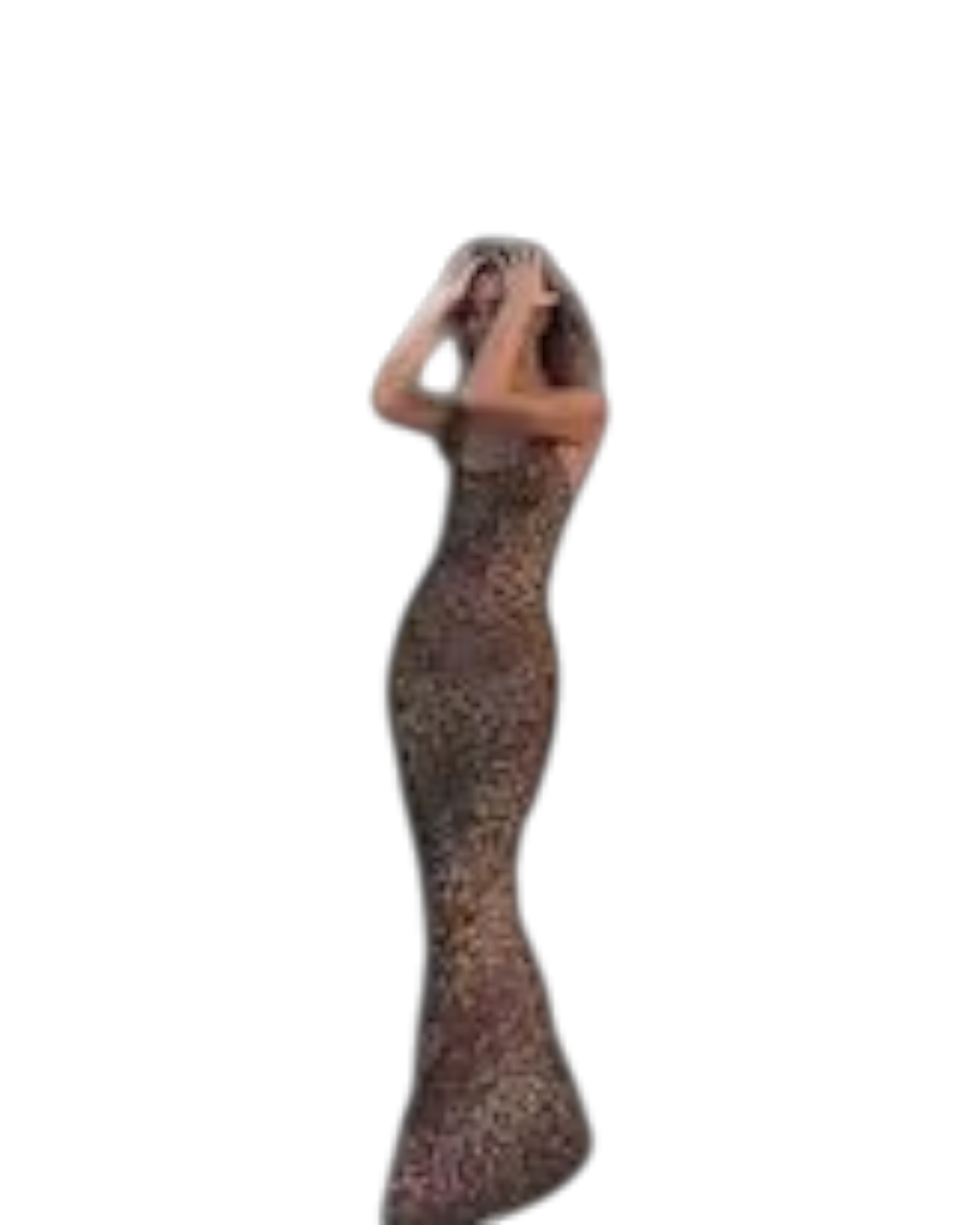 zevrion leopard print maxi dress with an open back design worn by a woman posing elegantly