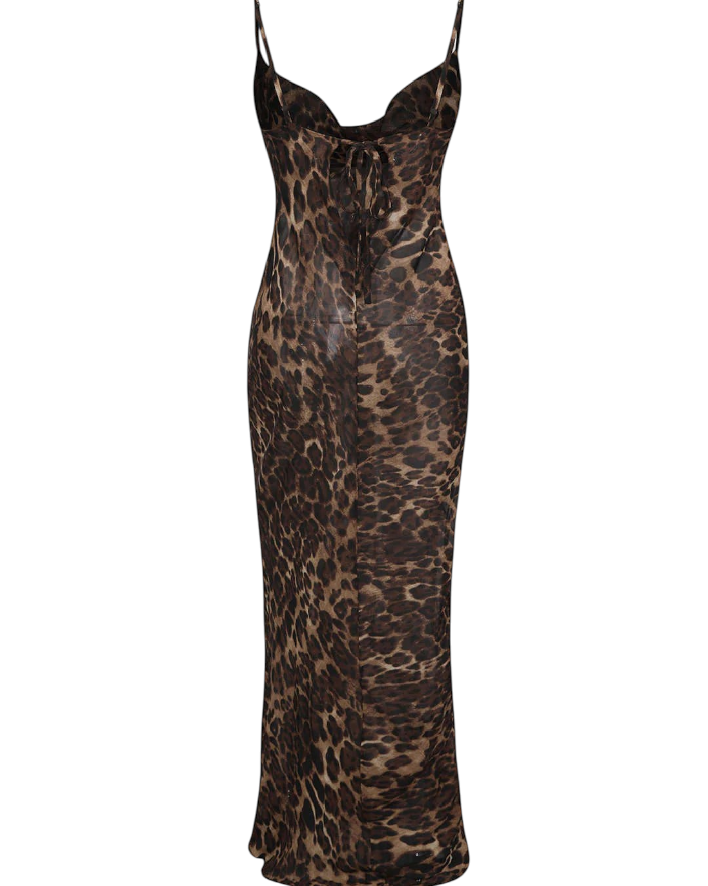 zevrion leopard print maxi dress with an elegant open back design and thin spaghetti straps