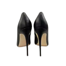 Back view of zevrion Noir Elegance women's matte black high heel pumps with a sleek stiletto design.